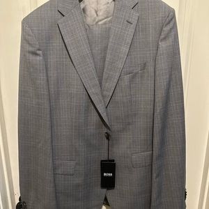 NWT Hugo Boss Mens Gray Reda Super 110 Wool Suit Jacket 44L. Untailored